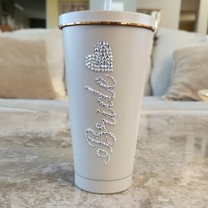 Gray Bride Tumbler with Rhinestone Heart